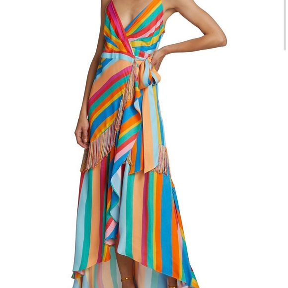 NWT farm rio striped scarf wrap maxi dress in rainbow XS - Picture 11 of 12